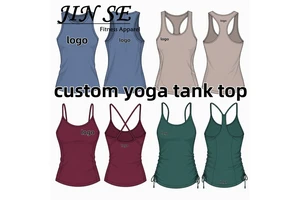 Wholesale OEM Brand Design Yoga Tank Top Quick Dry Cross Strap Ruched Drawstring Slim Fit Waterproof Activewear Vest for women