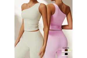 Women Nude Feeling Quick-Drying Sports Yoga Vest Female Gather Breathable One Shoulder High Stretch Running Gym Bra