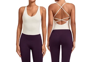 Sexy Cross Back Straps Jogging Sports Tank Top Women's Gym Running Pilates Yoga Top