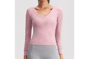 Ladies Plus Size Dry Fit OEM High Stretch Compression Crew Neck Long Sleeve Yoga Sports Fitness T-Shirt Non-adjusted Straps