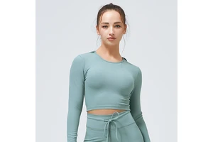 New Arrival Women Sports Long Sleeves Wholesale Women Yoga Top Custom Hooded Gym Wear for Exercise