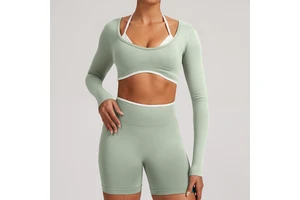 Seamless Simple Style for Yoga Top with Front Logo Option Quick Dry for Women's Fitness Running & Workout