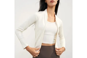 New Winter Design Women's Yoga Coat Adult Stand Collar High Waist Slim Long Sleeve Zipper Cardigan Sports Tops