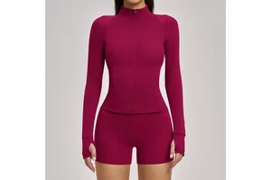 Women Long Sleeve Full Zipper Breathable Quick Dry Tight Fitness Running Yoga Tops Workout Sports tank Top Slim Fit Gym Wear