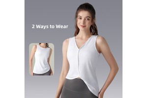 2 Ways to Wear Fashion Design tank Top Women Breathable Quick Dry Sleeveless Yoga Tops Running Sports Vest for Women Stylish