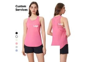 Women's Summer Yogawear New D25038 Print Pattern Breathable Mesh Sports Top Quick-Drying Workout Vest with Beautiful Back