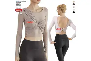 Women Oem Lightweight Tight Fit Yoga Wear Top With Padded Moisture Absorption Quick Dry Fabric Running Pilates Gym Long Sleeve