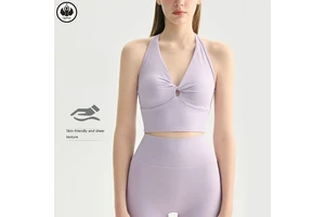 QUMOR New Style Backless V Neck Eco-Friendly Yoga Top Comfortable Breathable Light Support Sports Fitness Vest