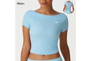 Aoyema Women Sports Wear Sexy Slim Top New T-Shirt Casual Yoga Clothes with High Elasticity Plus Size Fitness Short Sleeves