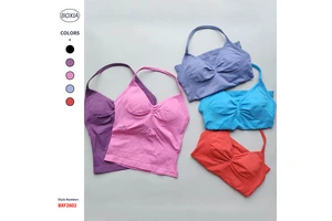 ARFTE Women's Gym Top Longline Strappy Backless Seamless Recyclable Gym Clothes Scrunch Built-In Bra Removable Cups Yoga Tank