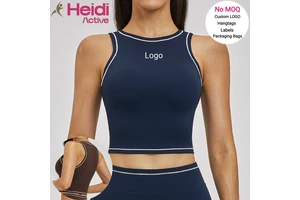 Custom Logo Gym Wear Sports Vest Nude Sense Slim Fit Sleeveless Scoop Neck Yoga Tank Top for Women Running Fitness Vest Tops