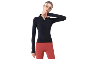 Running Sportswear Quick Dry Breathable Slim Fit Knitted Yoga Half Zipper Sports Top Long Sleeve Gym Fitness for Women
