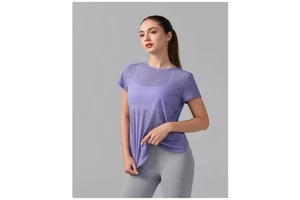 ZONA Backless Striped Criss Cross Neck Sports Short-sleeve Tank Top Quick-drying Breathable Fitness Cover for Running Training