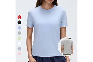Summer Breathable Women Short Sleeve Sports Top Loose-fit Pilates Running Quick-dry Fitness Workout Crew Neck Sports T-shirts