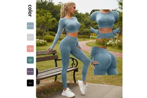 Four Way Stretch Yoga Clothing Spandex Nylon Full Length Yoga Top Legging Full-Length Yoga Top Sports Gym Wear