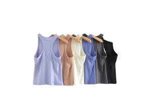 High Quality Women's I-Shaped Yoga Vest Anti-Glare Slim Fit Fitness Tank Top Quick Drying Sleeveless Running Breathable Print