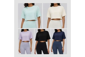 Spring Summer High-end Women's Yoga Sports T-shirt Short-sleeved Loose Slimming Meat Covering Breathable Lightweight Top