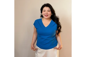 Summer V-neck Elastic Raglan Sleeve Comfortable Silky 140-210 Jins Large Size Women's T-shirt