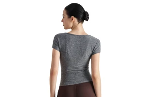 Outdoor Sports Breathable Spandex/Polyester Short-sleeved High-end Tight High-elastic Yoga Top Commuter Running Fitness