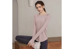 Women's Loose-Fit Quick-Dry Long-Sleeve Sports T-Shirt - Breathable Yoga/ Running/ Fitness Wear for a Slimmer Look