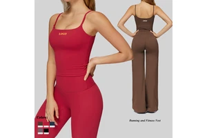 Women's Quick-dry Yoga Tank Top Round Neck Sport Vest Sexy Large U-back Slim Fit Top for Female Outdoor Running & Fitness