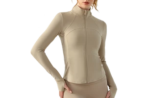Outdoor Running Women Long Sleeve T-Shirt Bike Gym 100% Nylon With Zipper Design Breathable Athletic Workout yoga Tops