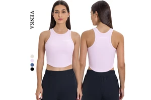 Women's Round Neck Breathable Nude Tank Tops Custom LOGO Ribbed Padded Fitness Sport Yoga Loose Fit Sleeveless Design