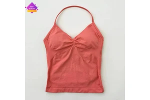 Women's Fitness Yoga Vest New Sports Gym Clothes Backless Workout Top with Scrunch Built-In Bra Seamless Design with Cups