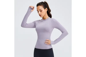 Custom Logo Long Sleeve Wourkout Seamless Compression Tshirt Woman Fast Dry T-shirts Womens Stretch Tops Girl Fit Workout Shirt