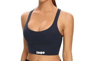 Hot Sale Women Yoga Wear Breathable Quick Dry Fitness Sports Bra 4 Way Stretch Cross Back Workout Crop Top