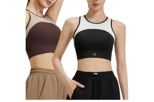 New custom AL women' contrasting sleeveless yoga vest with fixed cup, wide shoulder straps, high support, fitness bra, underwear