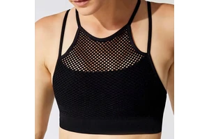 HUACHEN OEM High Support Crisscross Straps Breathable Quick-drying Sports Yoga Top with Front Logo for Women