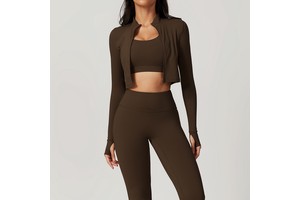 Outdoor Running Workout Gym Leggings Yoga Tops for Women Lightweight Seamless Breathable Sweat-Wicking Long Sleeve Zipper Sports
