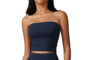 Liandong Women's Strapless Tube Top Sexy Beautiful Back Sports Underwear Solid Shockproof Quick-Drying Fitness Yoga Top