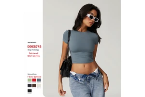 8743 All-Match Tight Quick Drying Fitness Workout Tops Running Pilates Yoga Clothes Sports T-Shirt Short Sleeve for Women