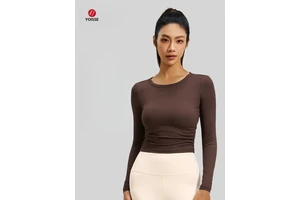 New Autumn Tight-Fitting Yoga Top - Breathable, Slimming, Waist-Cinching Long-Sleeve Yoga Wear