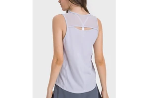 DT051 Sleeveless Workout Tops for Women Mesh Racerback Tank Yoga Shirts Gym Clothes Muscle Running Vest for Gym Wear
