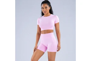 Hot Selling Women's Sweat-wicking Breathable Sports Crop Top Lightweight Quick Dry Seamless Yoga Fitness Short Sleeve T-shirts