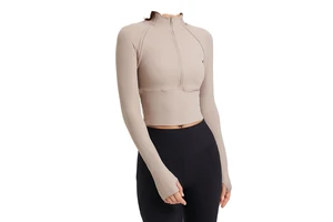 Women's New Quick-Drying Stand-Up Collar Sports Coat Slim-Fit Half-Zipper Long-Sleeved Yoga Wear Breathable Half-Zipper Coat