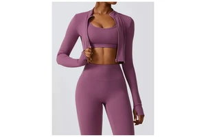 High Quality Yoga Womans Clothing Women Long Sleeve Gym Top Fitness Autumn Sports Ladies Stand Collar Full Zip up Yoga Tight