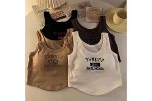 Custom Printing Logo Ladies White Ribbed Embroidery Crop Top Women Cotton Tank Tops