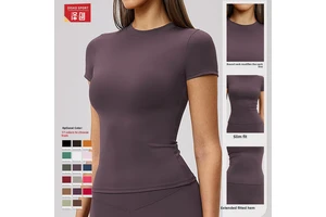 Women's Adult Spring T-shirt Quick-dry Yoga Wear Spandex/Nylon Tight-fitting Short-sleeve Fitness Top Cover-up Outdoor Running