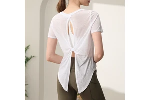 New Ultra-thin Breathable Women's Nine Quarter Sleeve Solid Sublimation Printed Yoga Wear Pilates T-shirt Fitness Sports Blouse