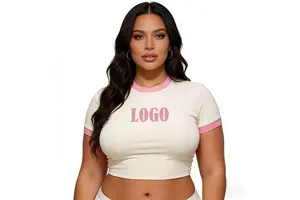 Y2K Tshirt Custom High Quality Plus Size Tee Shirt Femme Women's Cropped Top Spandex Cotton Blank Sexy Girl's T-shirts Femme