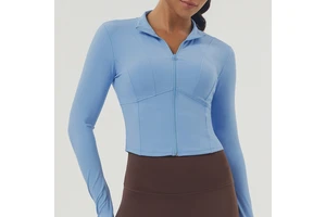 New Fashion Autumn Winter Slim-fitting Stand Collar Sports Tops for Ladies Long-sleeved Zipper Yoga Wear Fitness Tops