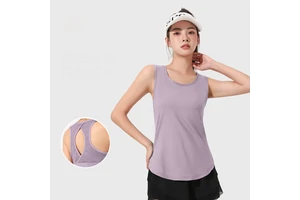 Summer Cooling Feel Open Back tank Top for Women Breathable Mesh Regular Fit Polyester Spandex Soft Sleeveless Yoga Tops