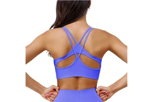 Women's Seamless Lightweight High-Impact Sports Bra Cross-Border Strap Back Yoga Running Vest Plus Size Breathable Fitness Bra