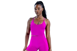 High Elastic Full Extinction Breathable Wrinkle-Resistant Heat-Transfer Printed Nylon Dew Navel Hidden Stitching Women's Tops