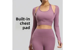 Cross-border Halter Neck No-wearing Bra Yoga Suit Fake Two-piece Quick Dry Spandex/Polyester Sports Top Outerwear