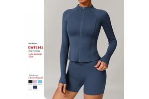 Custom High-Quality Stand-Up Collar Zipper Sports Jacket Women Fitness Yoga Clothes Long Sleeves Gym Running Fitness Sports Tops